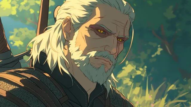 Witcher Serene Forest Art Style wallpaper on Pixipics