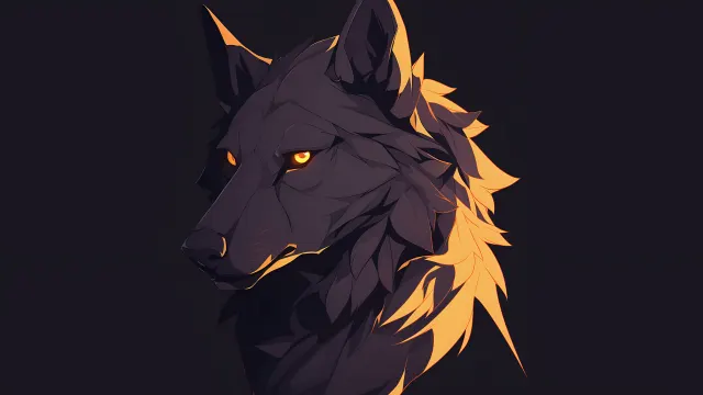 Wolf With Orange Glowing Eyes Dark wallpaper on Pixipics