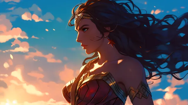 Wonder Woman Sunset Portrait wallpaper on Pixipics