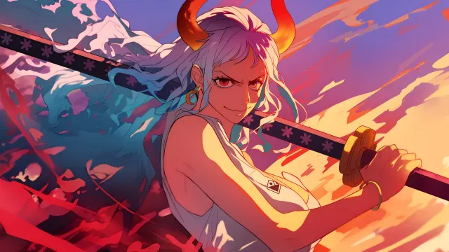 Yamato One Piece Flaming Sword Anime Girl wallpaper on Pixipics