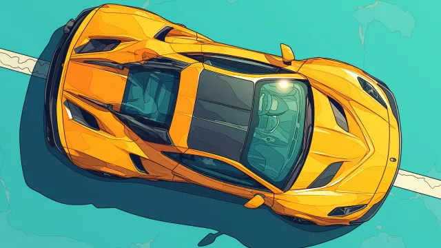 Yellow Sportscar Top View wallpaper on Pixipics