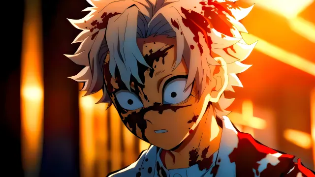 Young Sanemi Shinazugawa Demon Slayer Bloody Scene wallpaper on Pixipics