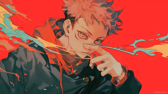 Yuji Itadori Jujutsu Kaisen Epic Red Splash wallpaper on Pixipics