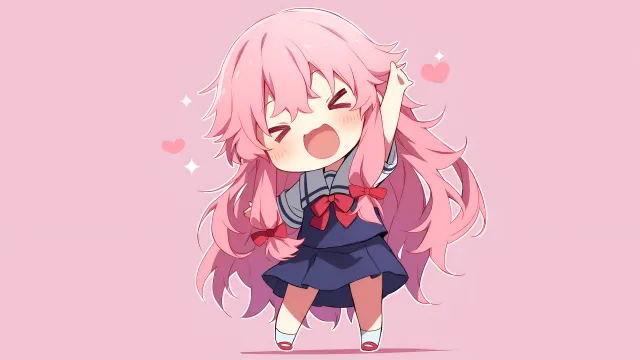 Yuno Gasai Chibi Cheerful Mirai Nikki wallpaper on Pixipics