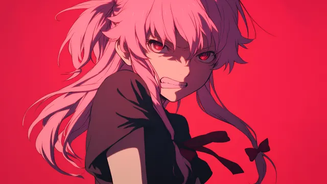Yuno Gasai Mirai Nikki Intense Look wallpaper on Pixipics