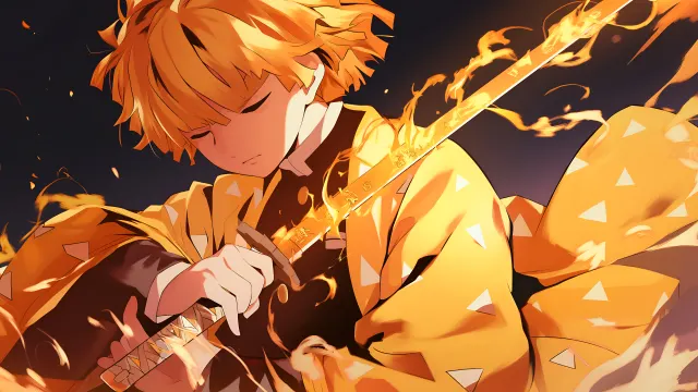 Zenitsu Agatsuma Kny Anime wallpaper on Pixipics