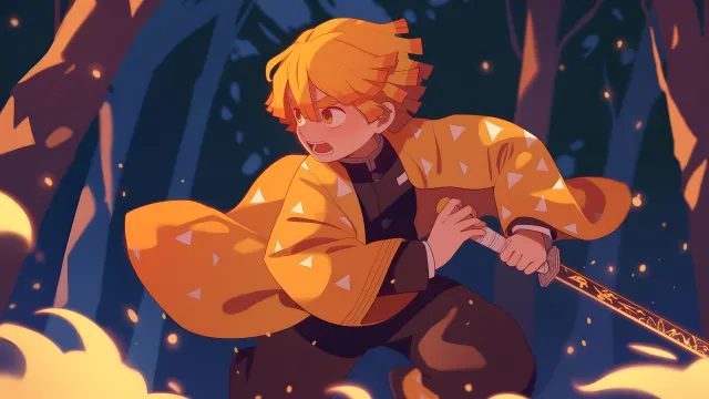 Zenitsu Agatsuma Ready For Battle wallpaper on Pixipics