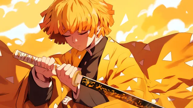 Zenitsu Agatsuma Sword Orange wallpaper on Pixipics