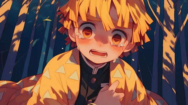 Zenitsu Crying Scared wallpaper on Pixipics