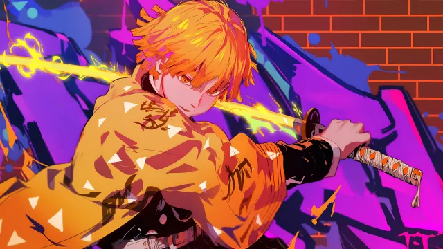 Zenitsu Demon Slayer Graffiti Style wallpaper on Pixipics