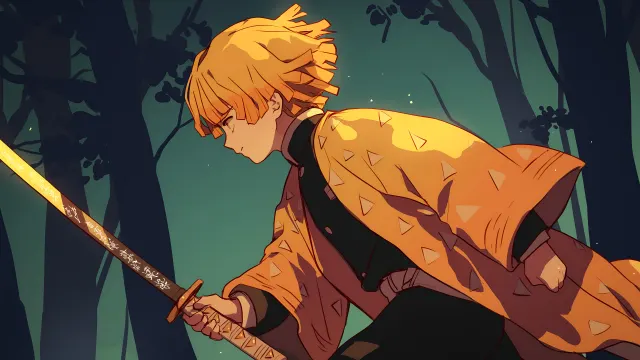 Zenitsu Sword Drawn Kny wallpaper on Pixipics