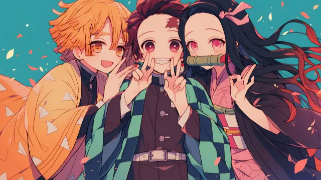 Zenitsu Tanjiro Nezuko Demon Slayer wallpaper on Pixipics