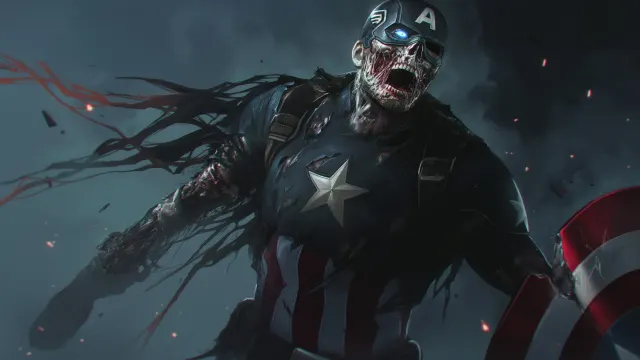 Zombie Captain America Attack wallpaper on Pixipics