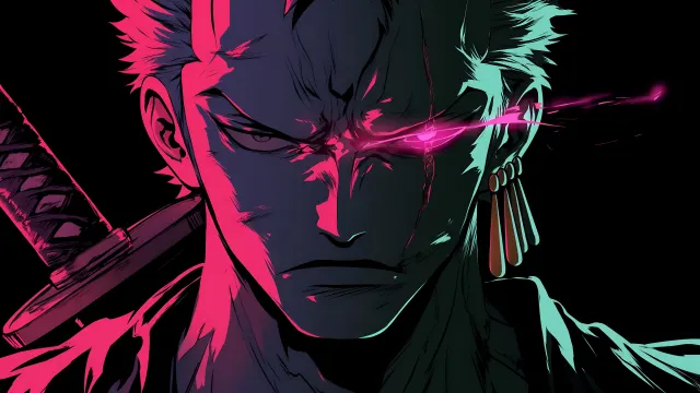 Zoro Glowing Eye Scar Black Anime Laptop wallpaper on Pixipics