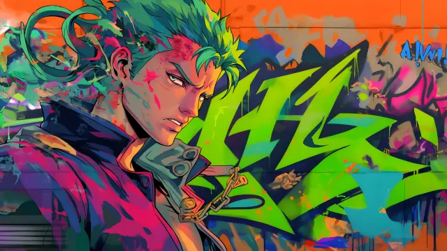 Zoro Graffiti Style Anime Street Art One Piece wallpaper on Pixipics