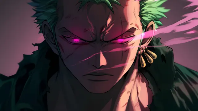Zoro Pink Glowing Eyes Intense Stare wallpaper on Pixipics