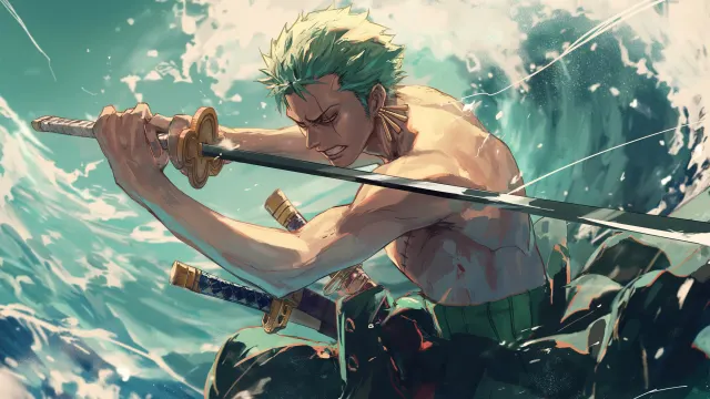 Zoro Sword Fight Focus Water wallpaper on Pixipics