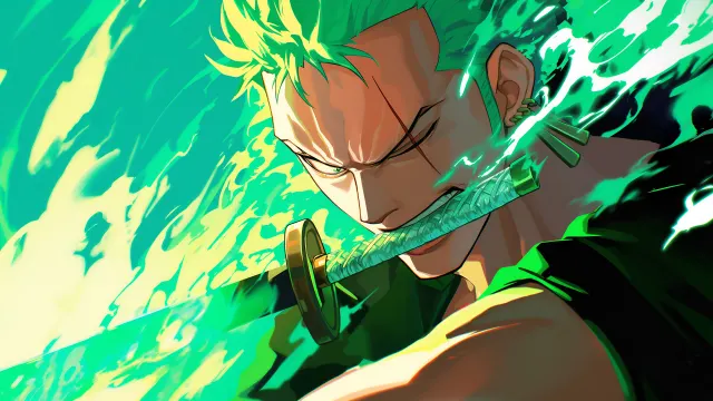 Zoro Three Sword Style Hypebeast Green Fire wallpaper on Pixipics