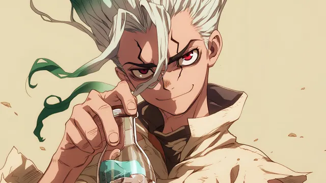 Dr Stone Senku Beige wallpaper on Pixipics