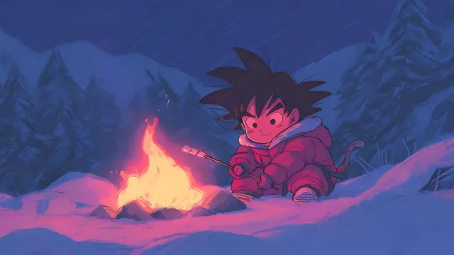 Dragon Ball Goku Warm Winter Fire wallpaper on Pixipics