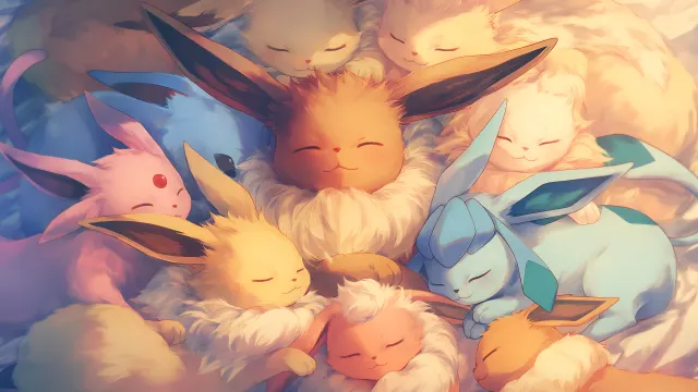 Eevee Evolutions Cuddle Pile Cute wallpaper on Pixipics