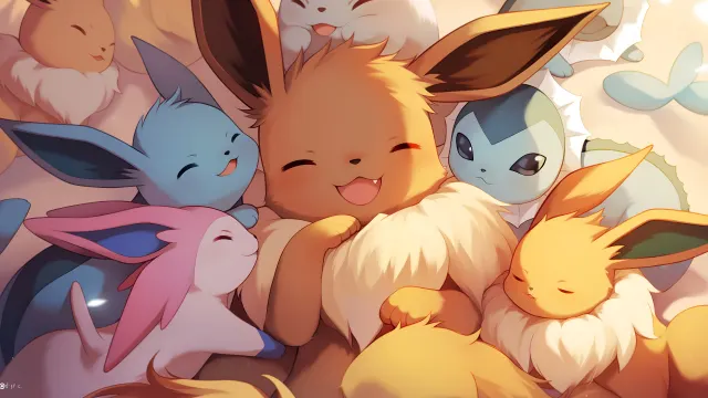 Pokemon Eevee Evolutions Hug wallpaper on Pixipics