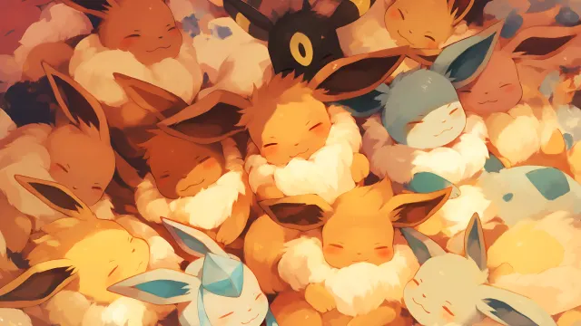 Pokemon Eevee Pile Sleepy wallpaper on Pixipics