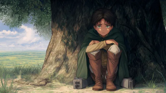 Attack On Titan Eren Yeager Contemplating Under Tree wallpaper on Pixipics