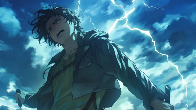Attack On Titan Eren Yeager Thunder Powers wallpaper on Pixipics