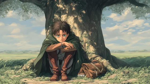 Attack On Titan Eren Yeager Under Tree wallpaper on Pixipics