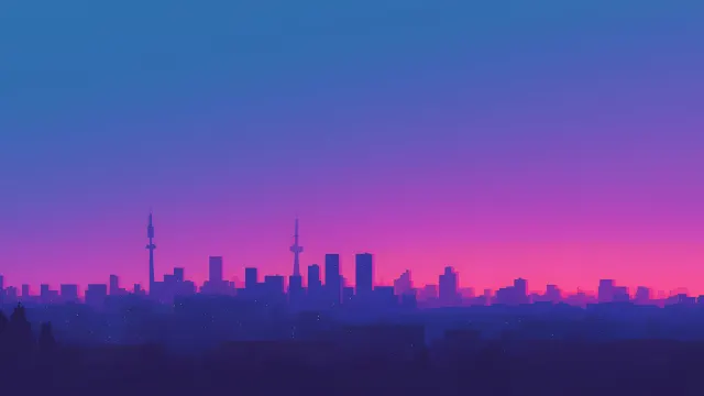 Minimal Tokyo City Skyline Pink Twilight wallpaper on Pixipics