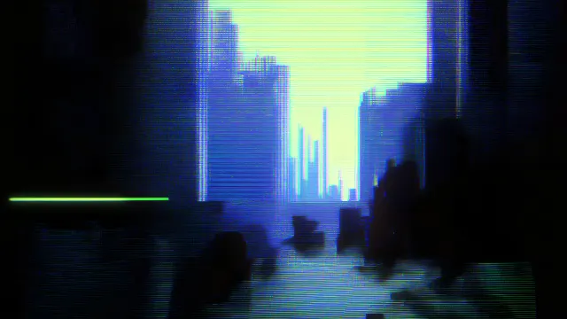 Vhs Glitch Cyberpunk City Street Neon wallpaper on Pixipics
