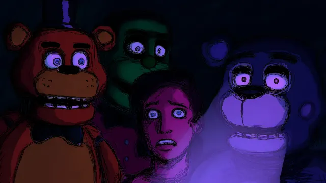 Five Nights At Freddys Night Guard Horror Stare Down wallpaper on Pixipics