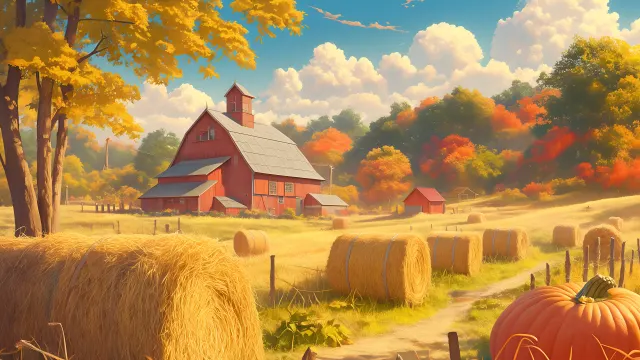 Autumn Farm Scene wallpaper on Pixipics
