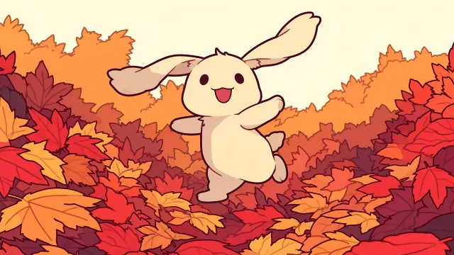 Cinnamoroll Jumping In Autumn Leaves wallpaper on Pixipics
