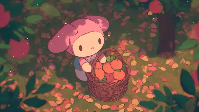 My Melody Apple Picking Orchard Fun wallpaper on Pixipics
