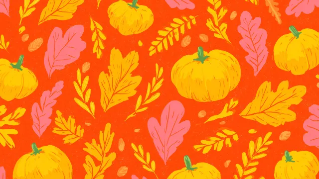 Pattern Fall Pumpkins And Autumn Leaves Design wallpaper on Pixipics