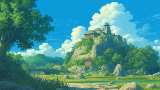 Hidden Castle In The Mountains Ghibli wallpaper on Pixipics