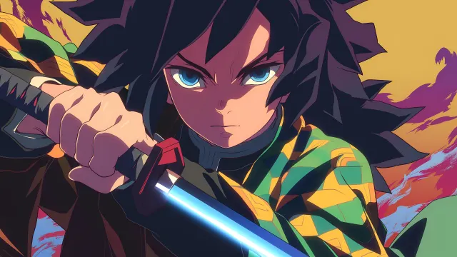 Demon Slayer Giyu Tomioka Ready For Battle wallpaper on Pixipics