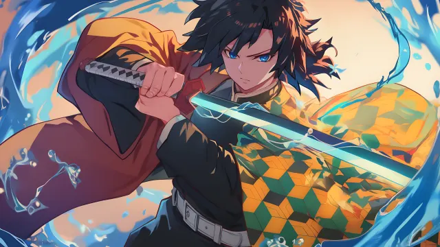 Demon Slayer Giyu Tomioka Water Style wallpaper on Pixipics