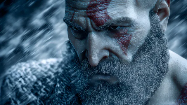 Kratos Close Up Snow Beard wallpaper on Pixipics