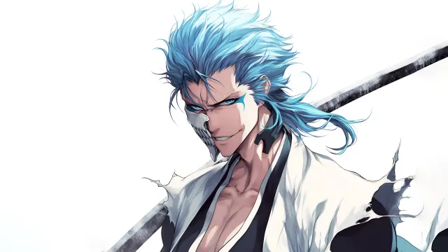 Bleach Grimmjow Smirk Blue Hair Sword wallpaper on Pixipics