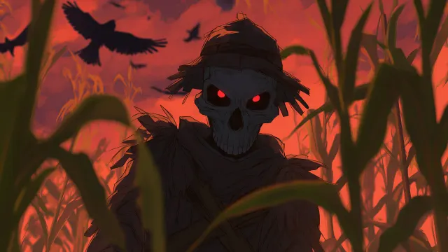 Halloween Creepy Scarecrow Glowing Eyes wallpaper on Pixipics