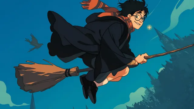 Harry Potter Flying On Broomstick wallpaper on Pixipics