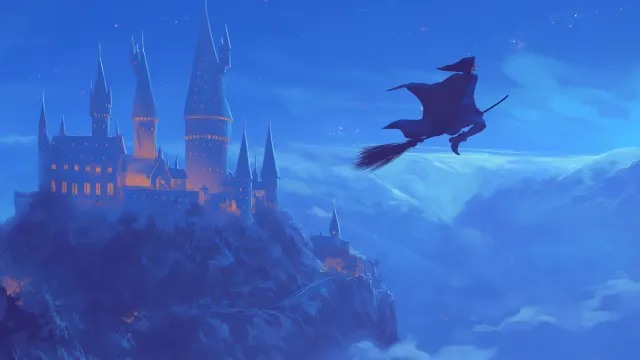 Harry Potter Hogwarts Night Flight wallpaper on Pixipics
