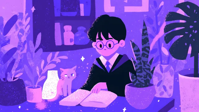 Harry Potter Kawaii Boy Wizard Reading wallpaper on Pixipics