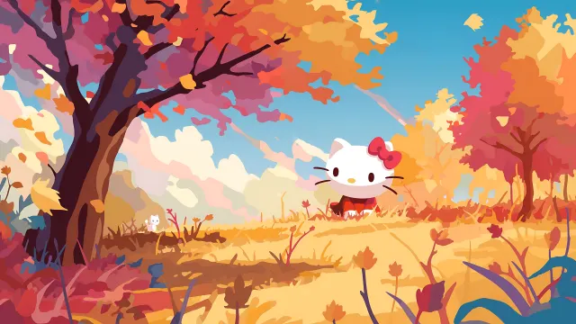 Hello Kitty Autumn Field Fall wallpaper on Pixipics