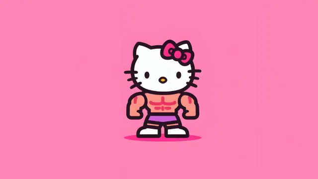 Hello Kitty Bodybuilder Muscle Pink wallpaper on Pixipics