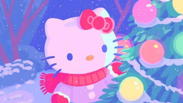 Sanrio Hello Kitty Decorating Christmas Tree wallpaper on Pixipics