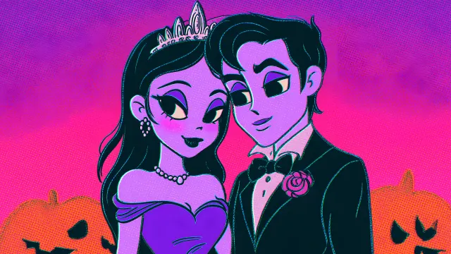Halloween Goth Couple Pumpkins wallpaper on Pixipics